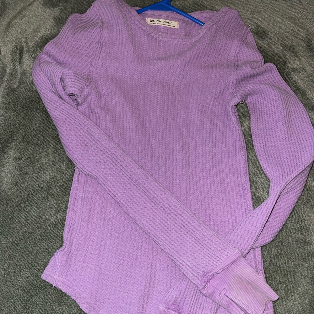 Purple Long Sleeve Waffle Knit Top